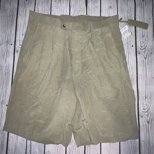 Barry Bricken Lightweight Pleated Shorts Tencel Beige Size 36 NWT